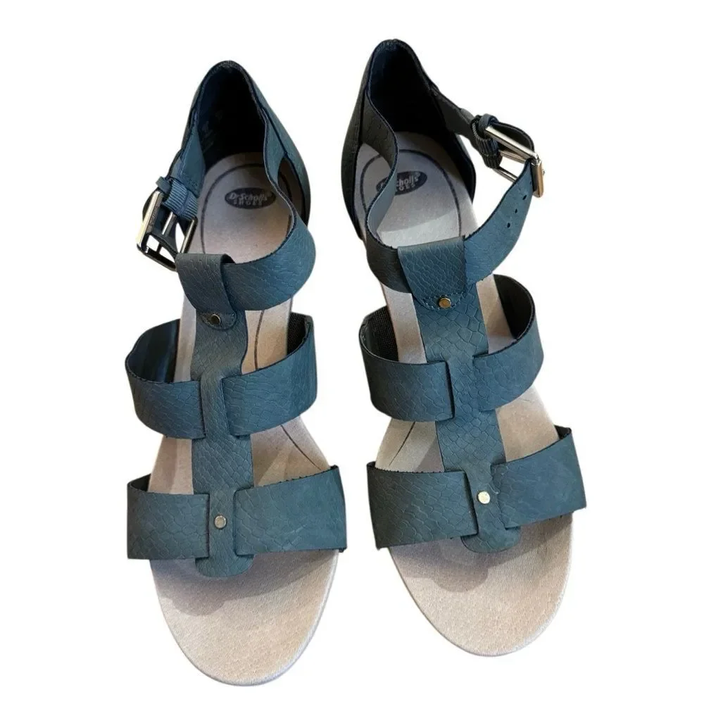 Dr. Scholl's Women’s Wedge Barton Green Snake Pattern Sandals Size